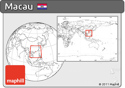 Blank Location Map of Macau, within the entire continent
