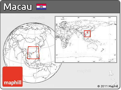 Blank Location Map of Macau, within the entire continent