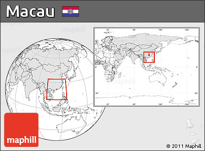 Blank Location Map of Macau, highlighted continent, within the entire continent