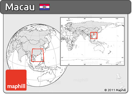 Blank Location Map of Macau, highlighted continent, within the entire continent