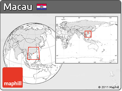 Blank Location Map of Macau, highlighted continent, within the entire continent