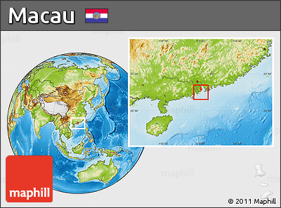 Blank Location Map of Macau, physical outside