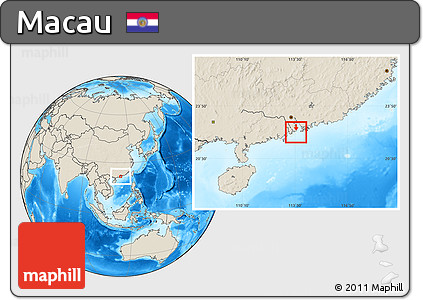 Blank Location Map of Macau, shaded relief outside