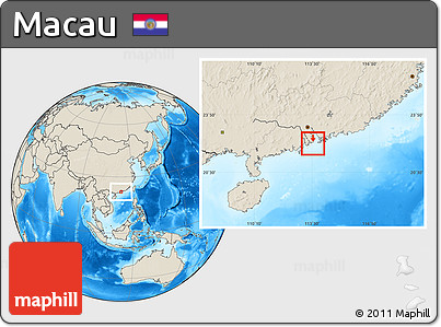Blank Location Map of Macau, shaded relief outside