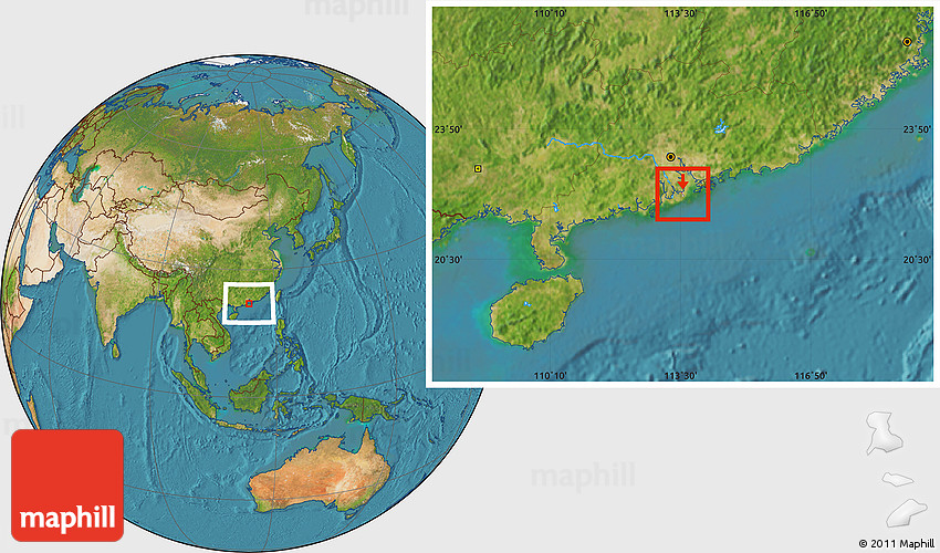 Macao On World Map Flag Location Map Of Macau, Satellite Outside