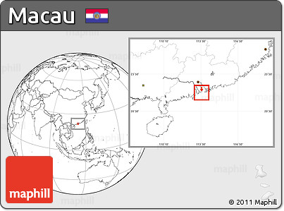 Gray Location Map of Macau, blank outside