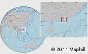 Gray Location Map of Macau, hill shading