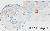 Gray Location Map of Macau, lighten, desaturated, hill shading