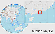Gray Location Map of Macau, lighten, desaturated, land only