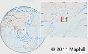Gray Location Map of Macau, lighten, hill shading