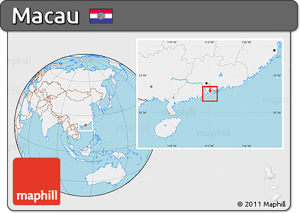 Gray Location Map of Macau, lighten, land only