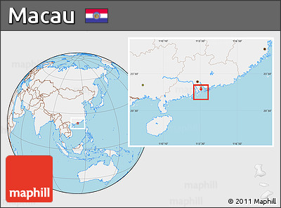 Gray Location Map of Macau, lighten, land only