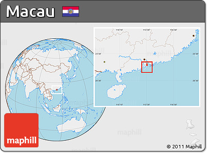 Gray Location Map of Macau, lighten, land only