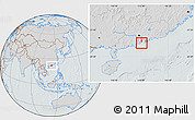 Gray Location Map of Macau, lighten, semi-desaturated, hill shading