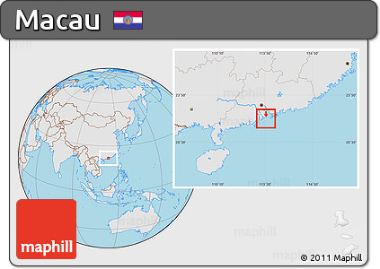 Gray Location Map of Macau, lighten, semi-desaturated, land only