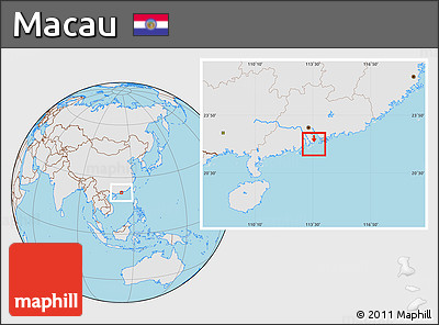 Gray Location Map of Macau, lighten, semi-desaturated, land only