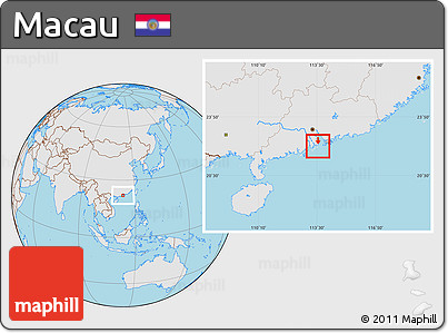 Gray Location Map of Macau, lighten, semi-desaturated, land only