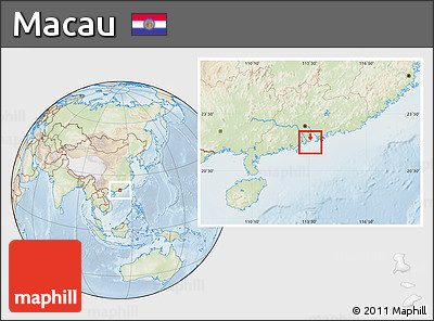 Physical Location Map of Macau, lighten