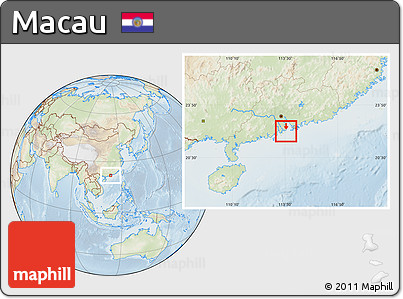 Physical Location Map of Macau, lighten