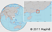 Political Location Map of Macau, gray outside
