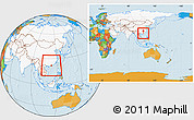 Political Location Map of Macau, highlighted continent, within the entire continent
