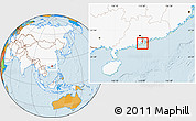 Political Location Map of Macau, highlighted continent