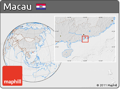 Political Location Map of Macau, lighten, desaturated