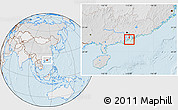 Political Location Map of Macau, lighten, desaturated, land only