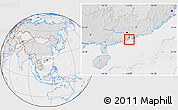 Political Location Map of Macau, lighten, desaturated