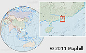 Political Location Map of Macau, lighten, semi-desaturated, land only