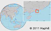 Satellite Location Map of Macau, gray outside