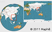 Satellite Location Map of Macau, highlighted continent, within the entire continent