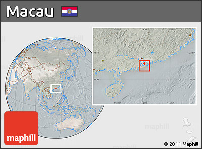 Satellite Location Map of Macau, lighten, semi-desaturated