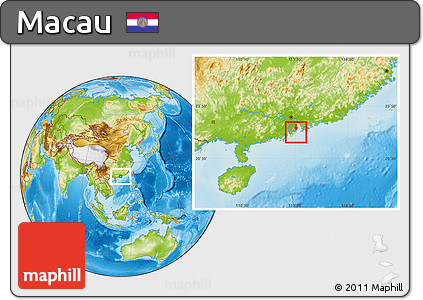 Satellite Location Map of Macau, physical outside