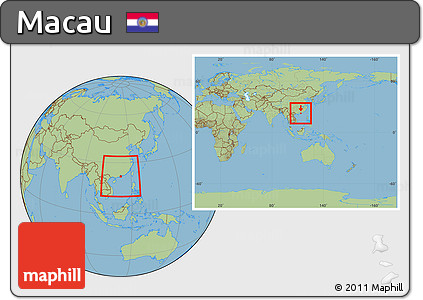 Savanna Style Location Map of Macau, within the entire continent