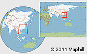 Savanna Style Location Map of Macau, highlighted continent, within the entire continent