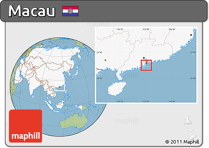 Savanna Style Location Map of Macau, highlighted continent