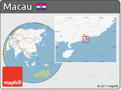 Savanna Style Location Map of Macau, highlighted continent
