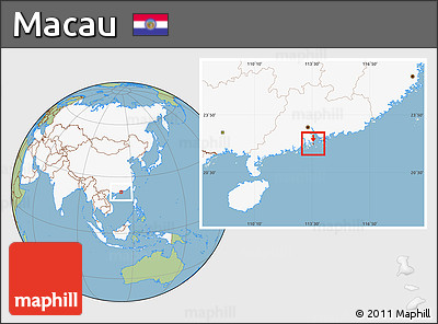 Savanna Style Location Map of Macau, highlighted continent
