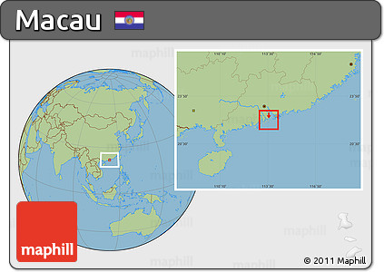 Savanna Style Location Map of Macau, hill shading inside