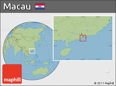 Savanna Style Location Map of Macau, hill shading inside