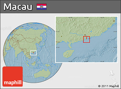 Savanna Style Location Map of Macau, hill shading