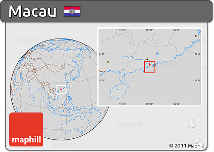 Savanna Style Location Map of Macau, lighten, desaturated