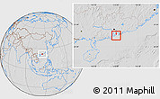 Savanna Style Location Map of Macau, lighten, desaturated, hill shading
