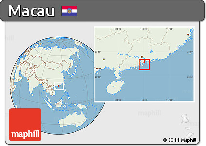 Savanna Style Location Map of Macau, lighten, land only