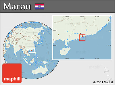 Savanna Style Location Map of Macau, lighten, land only