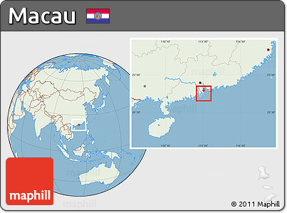 Savanna Style Location Map of Macau, lighten, land only