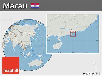 Savanna Style Location Map of Macau, lighten, semi-desaturated, land only