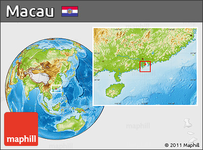 Savanna Style Location Map of Macau, physical outside