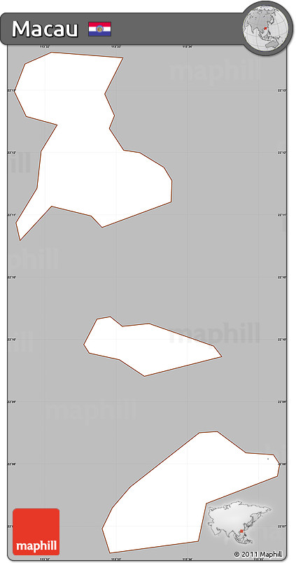 Gray Simple Map of Macau, cropped outside